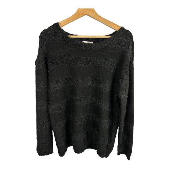 Joseph A Womens size Large Black Knit Eyelash Mixed Media Sweater - Picture 1 of 10